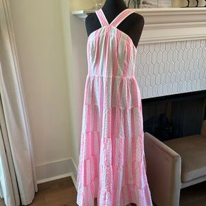 NWT Sz 12 Lilly Pulitzer Jeanette Striped Halter Dress in Havana Pink Stripes